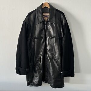 Basco All American Sportswear Vintage Black Leather Alpaca Wool Jacket Size XL